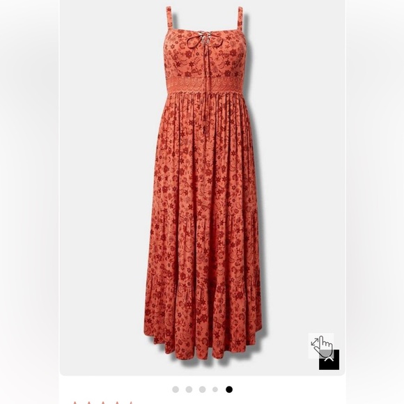 Torrid Maxi Rayon Slub Lace Up Tiered Dress size 3 nwt - Picture 7 of 13